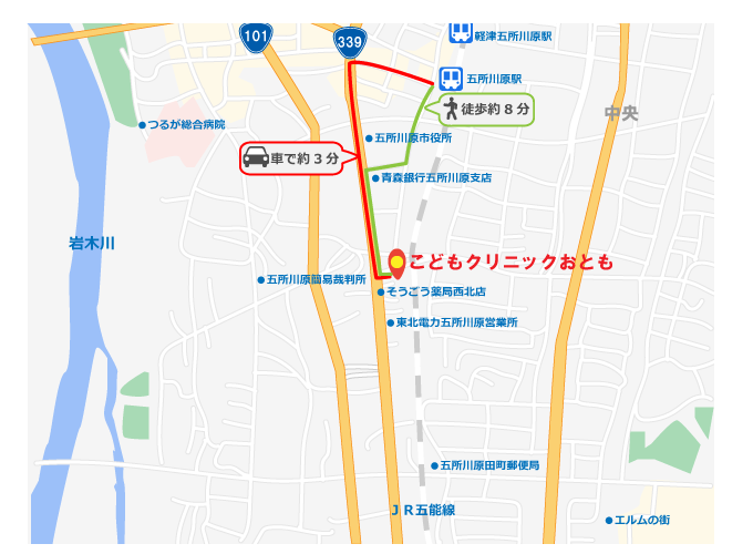 こどもクリニックおとも地図